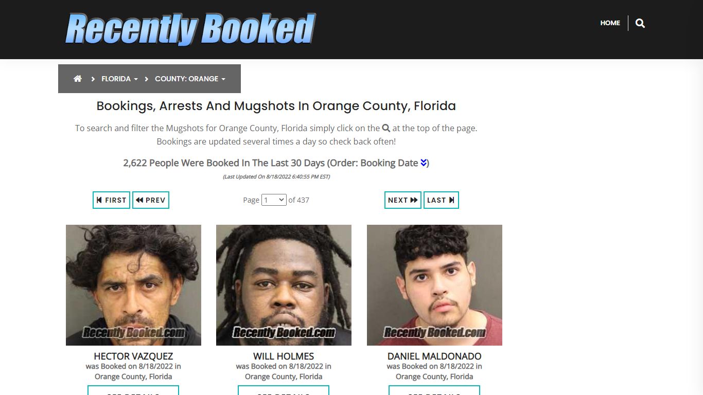 Recent bookings, Arrests, Mugshots in Orange County, Florida